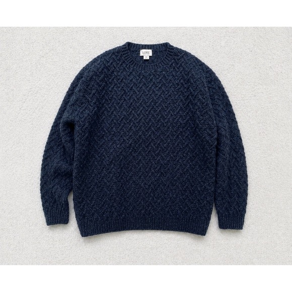 J. Crew Factory Other - J Crew Wool Hand Knit Chunky Cable Knit Crew Neck Sweater Men's Size S Nav